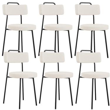 Imagem de Kit 06 Cadeiras Estofada Barcelona F01 Linho Bege