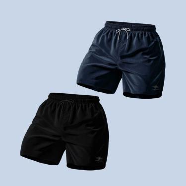 Imagem de Kit 2 Shorts Bermuda Mauricinho Masculino Praia Academia Básico Casual-Masculino