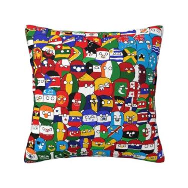 Imagem de Jophyse Capa de almofada decorativa Countryball Polandball com mapa do mundo 50,8 cm x 50,8 cm, capas de almofada decorativas para decoração de casa, sala de estar, quarto, dormitório, sofá