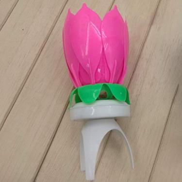 Imagem de Generic Vela Rotativa de Aniversário Com Flor Criativa, Vela Rotativa de Camada Dupla Feliz para Festa de Aniversário, Palco de Celebração, Durável (rosa)