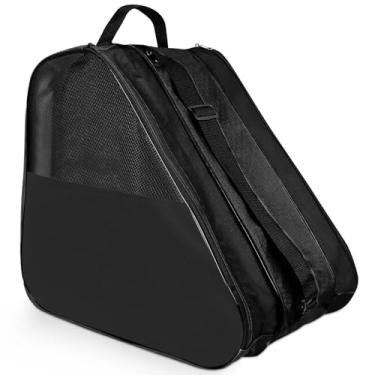 Imagem de Bolsa de skate de grande capacidade com design de armazenamento de 3 camadas, organizador ventilado para patins em linha e patins de gelo, bolsa de transporte múltiplo para equipamentos de patinação