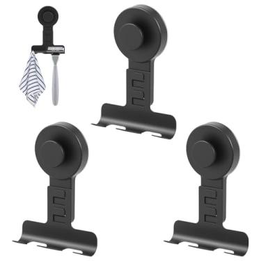 Imagem de KHZSPP Pacote com 3 suportes de barbeador para chuveiro, suporte de ventosa para parede, ganchos de porta removíveis e reutilizáveis para chuveiro, toalha de parede, esponja de bucha, banheiro