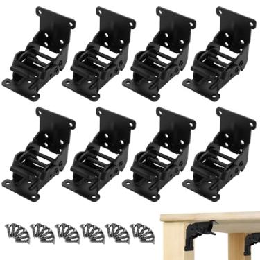 Imagem de Suporte de perna de mesa dobrável resistente de 8 peças com parafusos, dobradiças autotravadas de aço manganês para mesa, bancada de trabalho, mesa de trailer, estrutura de cama