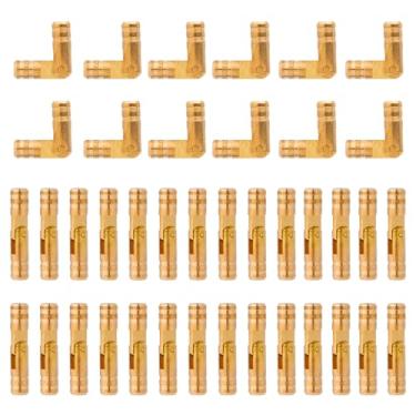 Imagem de 40 dobradiças de mini cilindro, 2 x 0,4 x 0,4 cm/0,79 x 0,16 x 0,16 pol. Dobradiças cilíndricas de latão oculto sólido para caixa de joias artesanato faça você mesmo modelos e pequenos projetos de