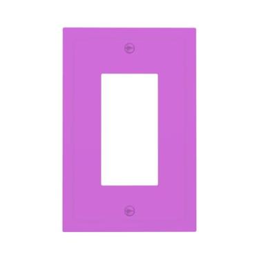 Imagem de Wmhusu Capa de tomada roxa clara 1 Gang placa de parede única basculante capa decorativa GFCI receptáculo placa elétrica para sensor de movimento regulador USB