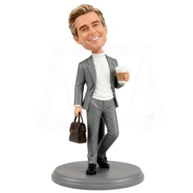 Imagem de Personalizado advogado/executivo/cabeça do chefe, estatuetas personalizadas/estátuas personalizadas jurídico profissional com pasta e café, presente feito à mão para advogados e chefes