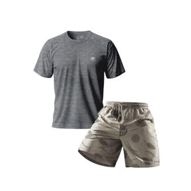 Imagem de Conjunto Masculino Short Estampado Praia E Camiseta Dry Academia Verão Básica Casual-Masculino