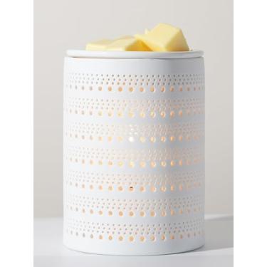 Imagem de Aquecedor elétrico de cerâmica branca para derretimento de cera [2 lâmpadas incluídas] Cubo de óleo derretido pequenos aquecedores leves fragrância de aromaterapia para queimador de derretimento