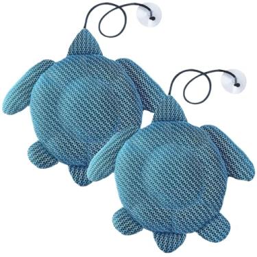 Imagem de Limpador de escória com absorção de óleo em forma de tartaruga, bola flutuante reutilizável para piscina, removedor de espuma de esponja de hidromassagem com ventosa, 2 peças de absorção de espuma
