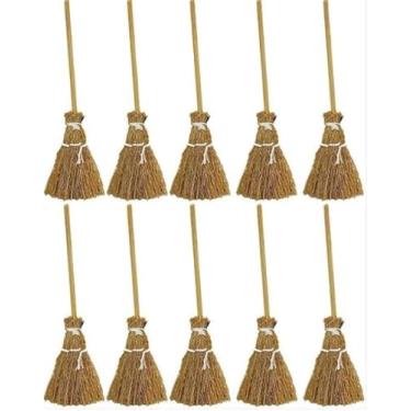 Imagem de Conjunto de 10 vassouras de bruxa, adereços de vassoura em miniatura, decoração de fadas, vassoura de canela, ferramentas de varrer, vassouras angulares