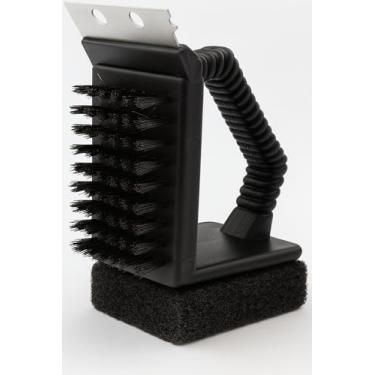 Imagem de Escova 3 Em 1 Para Limpeza De Grelhas Churrasqueira E Espetos Com Cerdas Metálicas Espátula E Esponja Multiuso Para Churrasco