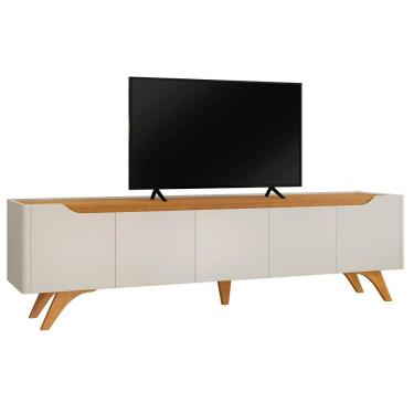 Imagem de Rack Grecia 220 4 Portas E 1 Gaveta Mavaular Off White/naturale