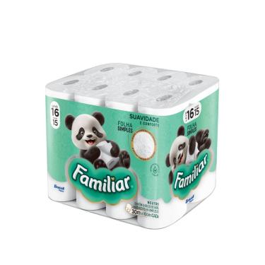 Imagem de Papel Higiênico Familiar Folha Simples 30m 16 Rolos