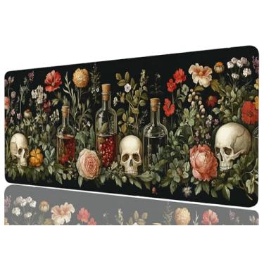 Imagem de Esteira de mesa estética vintage para jogos tapete de teclado grande mouse pad escuro academia verde gótico planta tapetes de mesa teclado de computador tapete de mouse tapete para laptop escritório