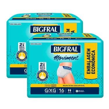 Imagem de Kit 2 Roupa Íntima Bigfral Moviment G/XG 16 Unidades