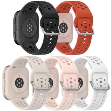 Imagem de ZOCOVIN Pacote com 5 pulseiras de silicone para Amazfit Bip 6/Bip 5, pulseira de substituição macia esportiva respirável para Amazfit GTR 4/3 Pro/3/2/2e/47 mm masculina e feminina