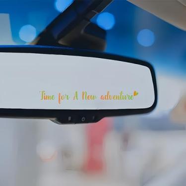 Imagem de Adesivo de espelho retrovisor 6X Time For A New Adventure, adesivo de texto para espelho de carro, impressão de transferência UV, decalque de vinil impermeável, adesivos de espelho de vaidade, adesivo