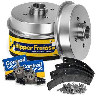 Imagem de Kit Completo Freio Traseiro Compatível com Gol G1 G2 G3 G4 Tambor HF65 + Lonas VW274 + Cilindros C3350 + 40 Rebites