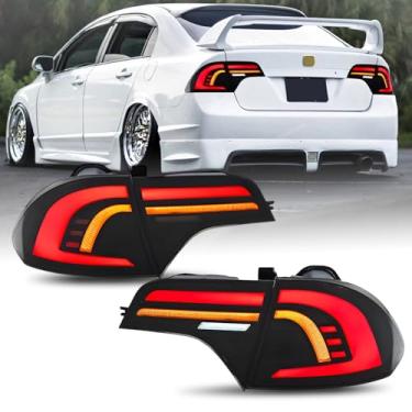 Imagem de HCMOTIONZ Luz traseira de LED compatível com Honda Civic 8ª geração 2006-2011 Sedan Start Up Animação/sequencial sequencial, lado do passageiro e do motorista, 2 peças