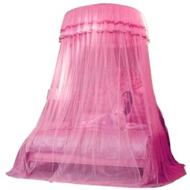 Imagem de Mosquiteiro Casal Filó com Elástico – Renda Volta ao Mundo, Proteção Completa e Estilo para Cama Box, Queen, King e Solteiro(Rosa bordado)