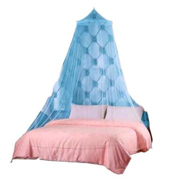 Imagem de Mosquiteiro Casal Filó com Elástico – Renda Volta ao Mundo, Proteção Completa e Estilo para Cama Box, Queen, King e Solteiro(Azul)