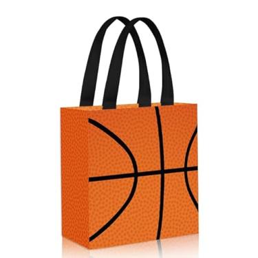 Imagem de Hxezoc 12 sacos de presente de basquete com alça, reutilizáveis, não tecidos, sacolas esportivas para decoração de festa de aniversário com tema de basquete, suprimentos de decoração de festa de