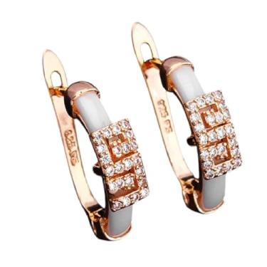 Imagem de Brinco feminino de cerâmica com enchimento de ouro maciço 18 K branco 18 K para presente simples joias de quatro estações Cz
