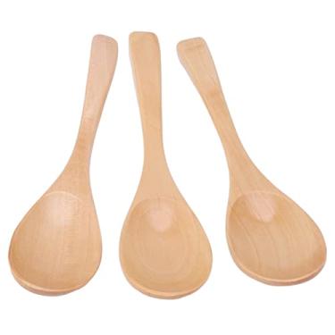 Imagem de Conjunto de 3 colheres de sopa de madeira Schima premium | Conjunto de conchas de madeira para servir sopas e ensopados, resistentes ao calor, sem arranhões