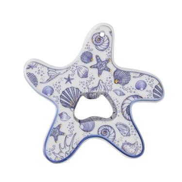 Imagem de Ímã de geladeira 3D estrela do mar e abridor de garrafas 2 em 1 resina tema oceano decoração com ímã forte, acessórios de bar de cozinha para casa de praia, ideia de presente exclusiva (C)