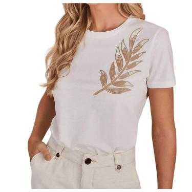 Imagem de Blusa Feminina Lado Avesso Bordado Branco Palha - L12556-Feminino