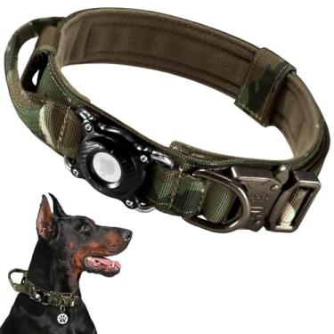 Imagem de Coleira para cães AirTag nova e melhorada 2026, coleira tática militar com suporte integrado para AirTag - alça de controle ajustável, fivela de metal durável, coleiras de cachorro GPS confortáveis