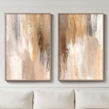 Imagem de Arte de parede abstrata bege e marrom impressões de arte abstrata neutra moderna textura bege arte arte marrom claro imagens para sala de estar quarto decoração de parede textura neutra imagens