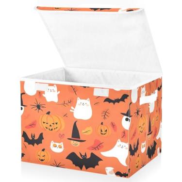 Imagem de Blueangle Caixas de armazenamento dobráveis 1 pacote, cestas de armazenamento de vassouras de Halloween com tampas e alça para casa quarto armário escritório (31)