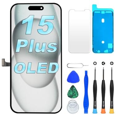 Imagem de DIGI4U Tela OLED para iPhone 15 Plus de substituição, tela FHD COF de 16,7 polegadas [NÃO LCD] para montagem de digitalizador de tela iPhone 15 Plus, com kit de ferramentas de reparo para tela de