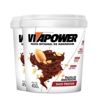 Imagem de Kit 2 Pasta De Amendoim Vitapower Integral Shot Protein 450G - Vitafor