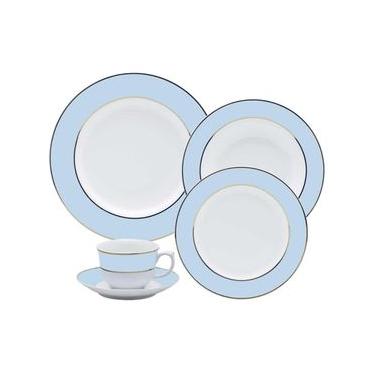 Imagem de Jogo de Jantar Chá 30 Peças Porcelana Oxford Flamingo Classic Azul: Ouro