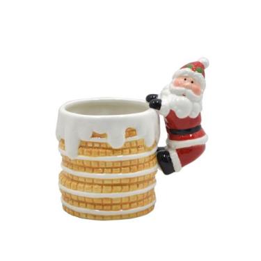 Imagem de Pote Decorativo Natalino Cerâmica com Papai Noel 13CM - Zona Livre
