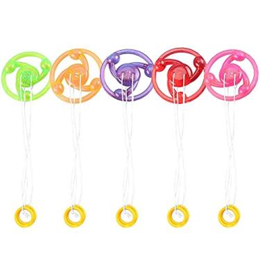 Imagem de ASHATA Emocionante Coleção de Brinquedos Giratórios Luminosos de Led, Volante de Linha de Tração Com Anel de Luz Colorido, 10 Peças para Casa e Escritório (Cores sortidas)