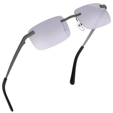 Imagem de grinderPUNCH Óculos de sol retangulares pequenos e finos dos anos 90, populares, sem aro (armação de bronze - fumaça)