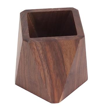 Imagem de Acouto Recipiente de Utensílios de Cozinha de Madeira de Grande Capacidade - Suporte para Caneta de Cozinha de Madeira de Nogueira Premium, Utensílios de de Design Simples e Moderno, Pincéis de