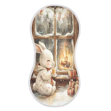 Imagem de xigua Conjunto de 4 panos de musselina de coelho fofo para arroto, super macios e absorventes, roupas de arroto de algodão, presente de chá para recém-nascidos, bebês meninas e meninos