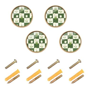 Imagem de xigua 4 maçanetas de armário maçanetas de gaveta de grade tulipa verde - puxadores de armário de cozinha sólidos para casa, cozinha, banheiro ou escritório265