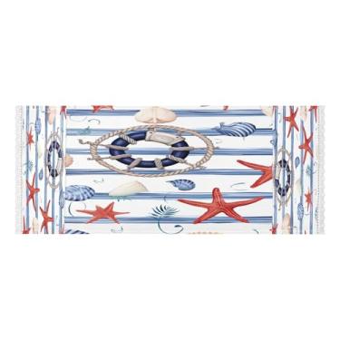 Imagem de Wassud Capas de máquina de lavar e secadora listradas de estrela do mar e concha, protetor de lavadora com sacos de armazenamento, capa de geladeira à prova de poeira com bolsos para lavanderia