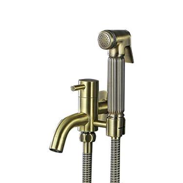 Imagem de uhyOHF Pulverizador de bidê portátil para vaso sanitário, conjunto de pulverizador de fraldas de pano de banheiro bronze montado na parede único kit de bidê de banheiro de água fria para higiene