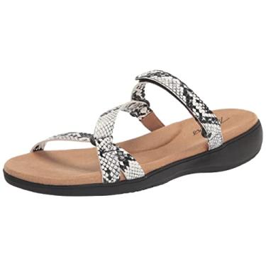 Imagem de Trotters Sandália rasteira feminina Raja, Cobra preta/branca, 6.5 Wide