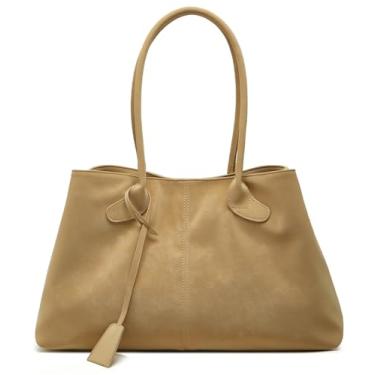 Imagem de Bolsa de ombro feminina moderna de couro vegano grande bolsa de viagem bolsa de mão com alça superior bolsa de mão para axilas, Caqui