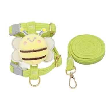 Imagem de Coleira Peitoral para Gato e Cachorro Pequeno com Guia 1,5m – Peitoral Estilo Colete Abelha, Ajustável, Respirável e Refletivo para Passeio Seguro(abelha Verde M（3.5-5kg))