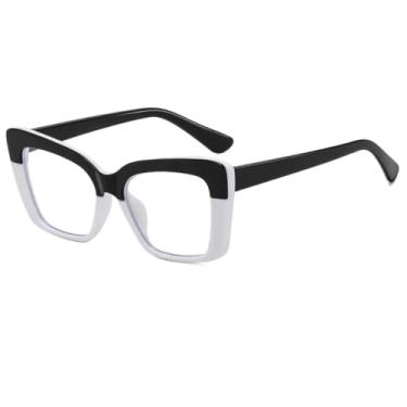 Imagem de Óculos de grau femininos da moda com armação transparente e lentes bicolor transparentes (branco e preto).
