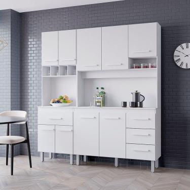 Imagem de Kit Zínia Com Paneleiro 9 Portas 4 Gavetas Cozinha Mb1 180cm Cor Branco