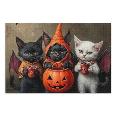 Imagem de Cute Cats Pumpkin Adult Puzzles 500 Pieces, Puzzles for Adults Families Pieces Fit Together Ideally